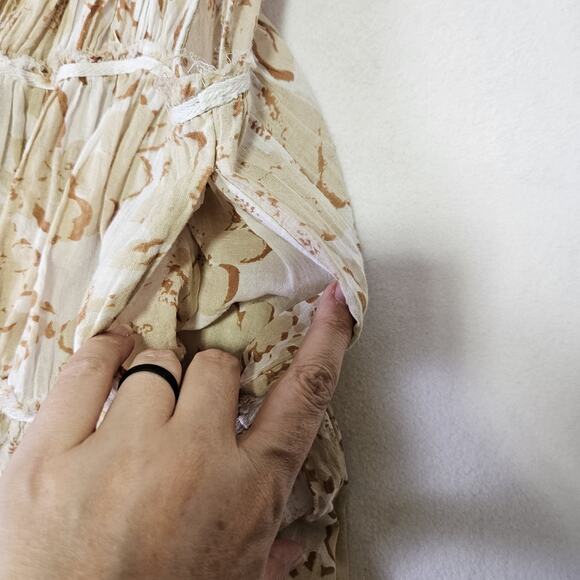 Intimately Free People Sundown Romper Boho Studded Jumper Tiered Beige Sheer XS - Picture 10 of 16